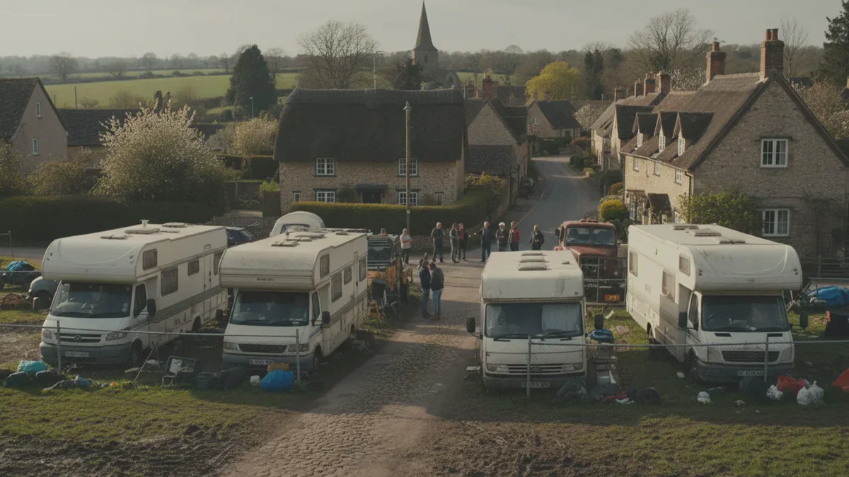 Une famille en caravanes bloque un village en Angleterre et réclame de l&rsquo;argent pour partir