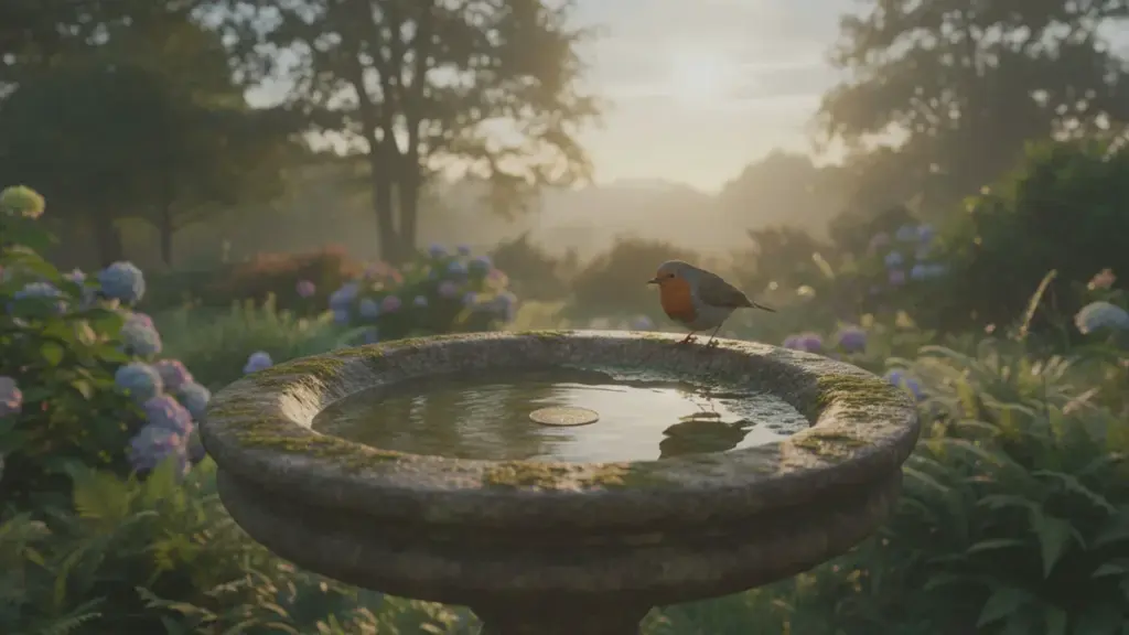 Vous avez un bain d’oiseaux au jardin ? Jetez une pièce dans l’eau et observez ce qui se passe