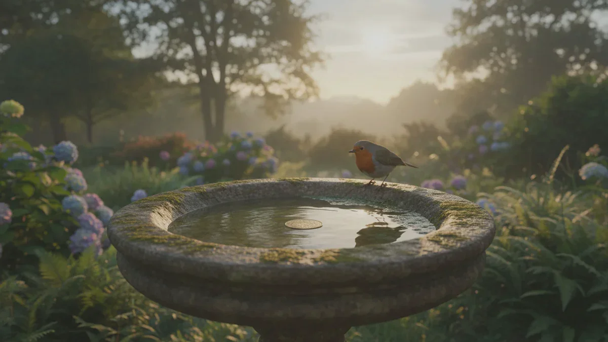 Vous avez un bain d’oiseaux au jardin ? Jetez une pièce dans l’eau et observez ce qui se passe