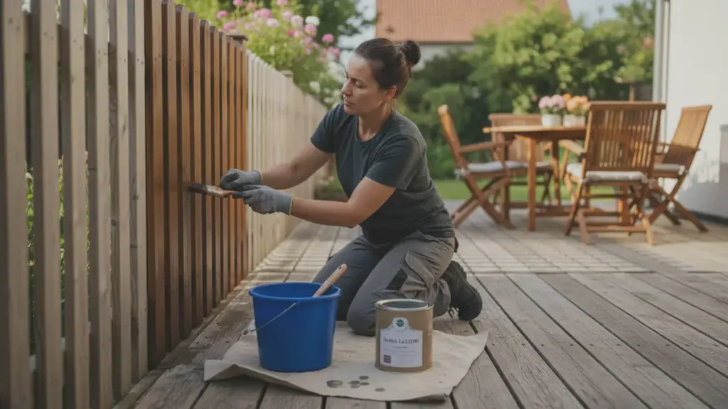 La lazure foncée pour bois d&rsquo;Action coûte moins de 5 euros et protège clôtures et terrasses