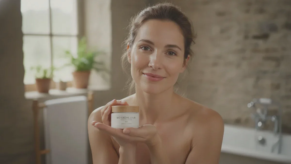 Cette crème de jour biologique offre aux femmes une peau visiblement plus lisse et lumineuse